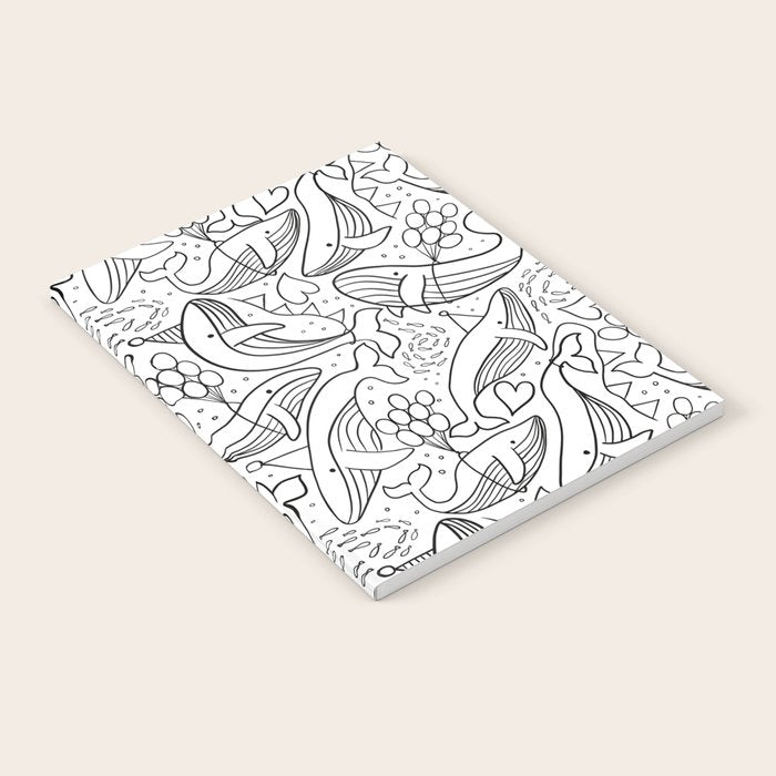 Humpback Whales Black And White Pattern Notebook Gallery Image 2