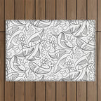 Humpback Whales Black And White Pattern Outdoor Rug Gallery Image 1