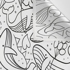 Humpback Whales Black And White Pattern Wall Tapestry Gallery Image 3
