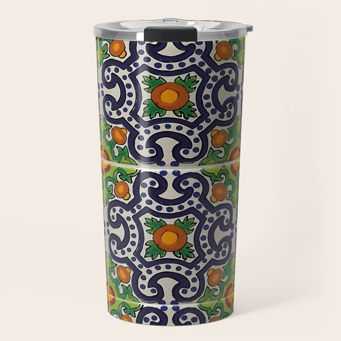 Oranges talavera tile abstract pattern modern decoration Travel Mug Gallery Image 1