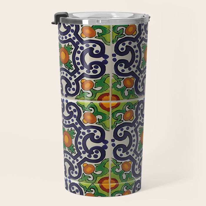 Oranges talavera tile abstract pattern modern decoration Travel Mug Gallery Image 3