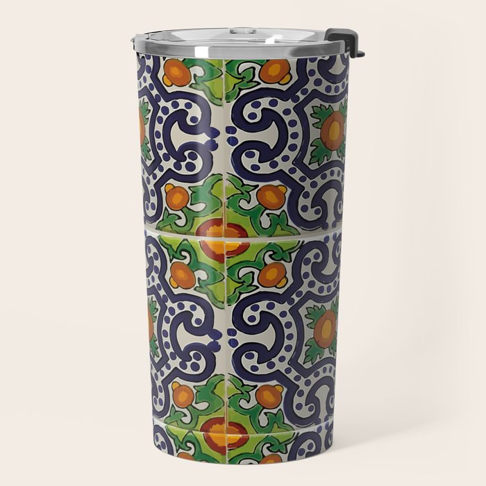 Oranges talavera tile abstract pattern modern decoration Travel Mug Gallery Image 2