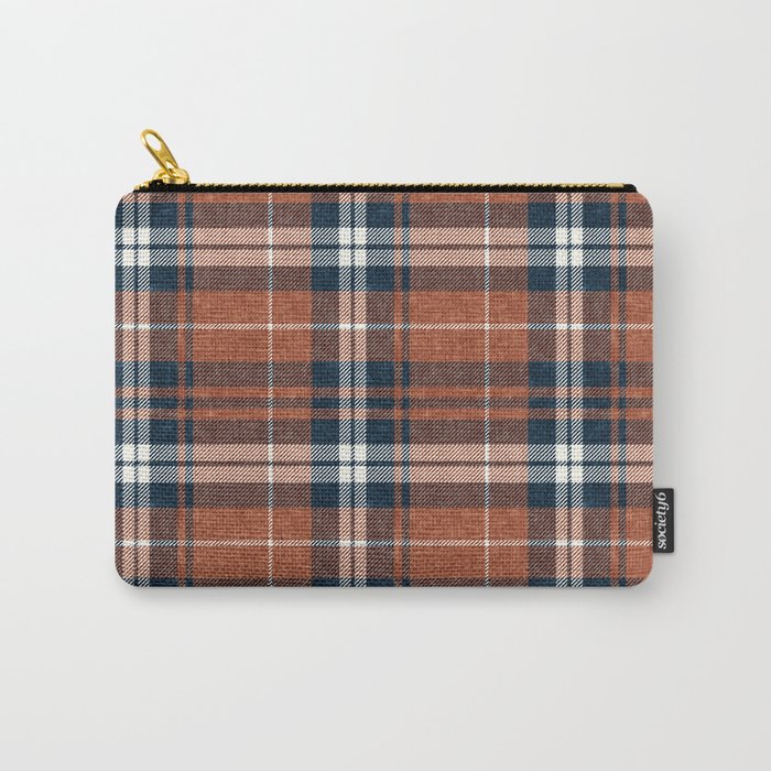 fall plaid - rust and navy blue Carry All Pouch Gallery Image 1