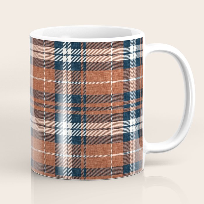 fall plaid - rust and navy blue Coffee Mug Gallery Image 1