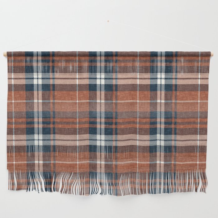 fall plaid - rust and navy blue Wall Hanging Gallery Image 1