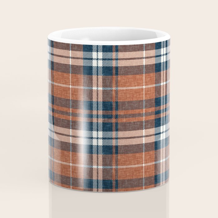 fall plaid - rust and navy blue Coffee Mug Gallery Image 4