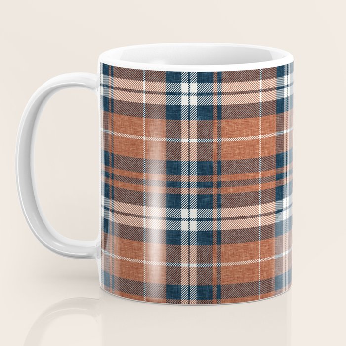 fall plaid - rust and navy blue Coffee Mug Gallery Image 3
