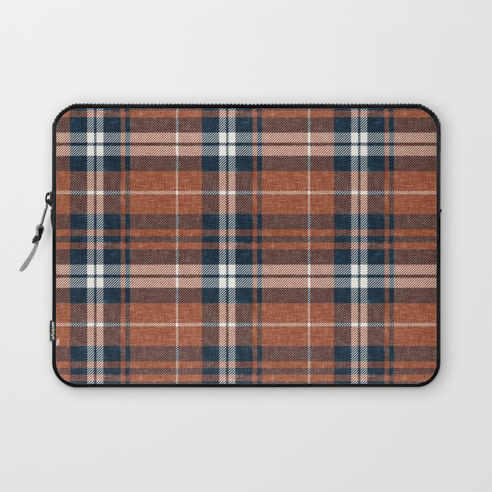 fall plaid - rust and navy blue Laptop Sleeve Gallery Image 1