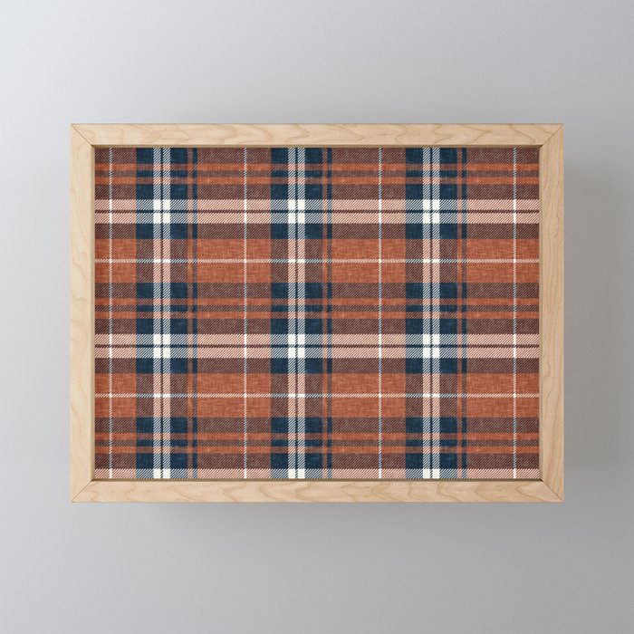 fall plaid - rust and navy blue Mini Art Print Gallery Image 1