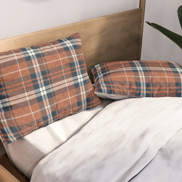 fall plaid - rust and navy blue Pillow Sham Gallery Image 2