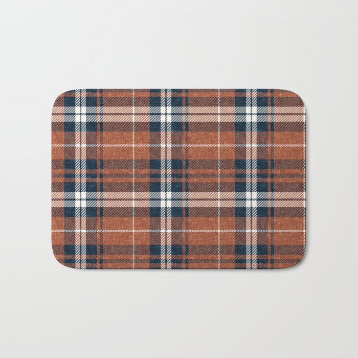 fall plaid - rust and navy blue Bath Mat Gallery Image 1