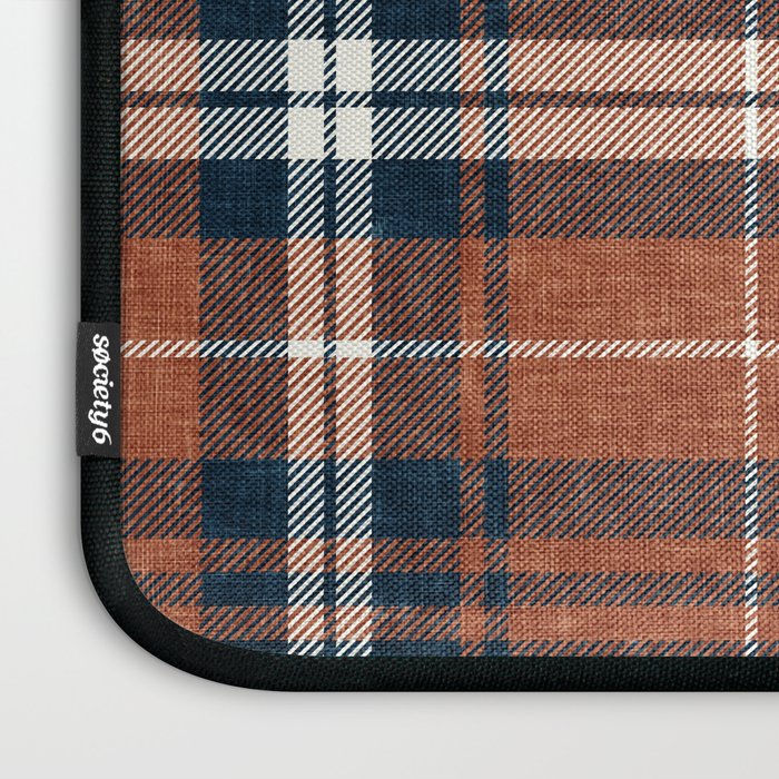 fall plaid - rust and navy blue Laptop Sleeve Gallery Image 3