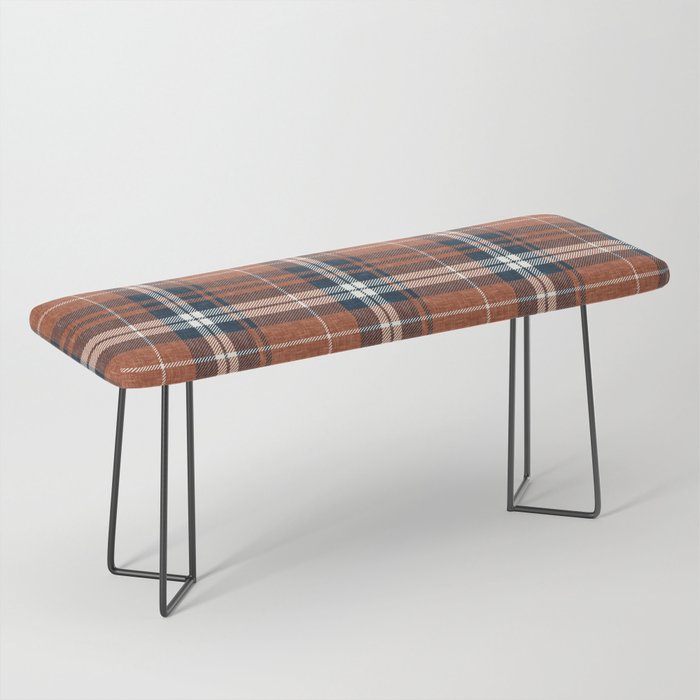fall plaid - rust and navy blue Bench Gallery Image 1