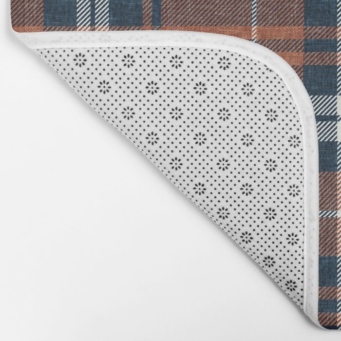 fall plaid - rust and navy blue Bath Mat Gallery Image 2