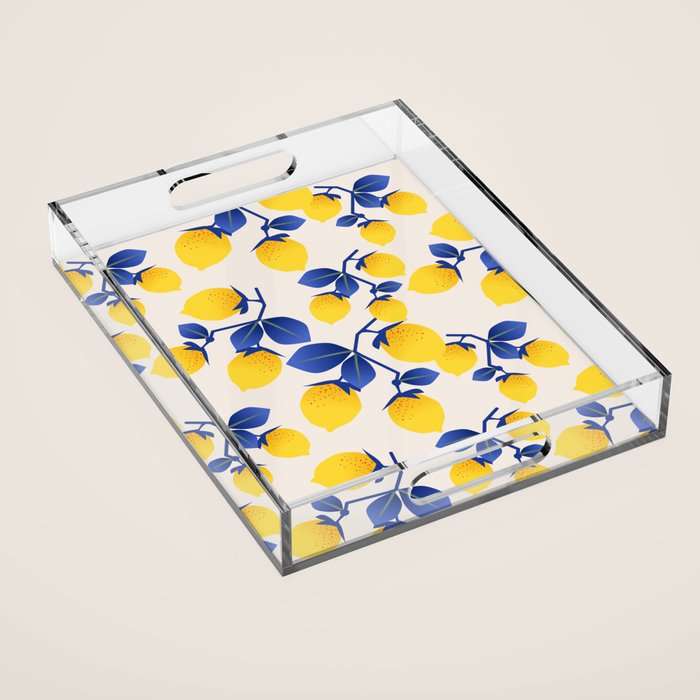 Lemons Blue Acrylic Tray Gallery Image 1