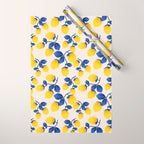 Lemons Blue Wrapping Paper Gallery Image 1