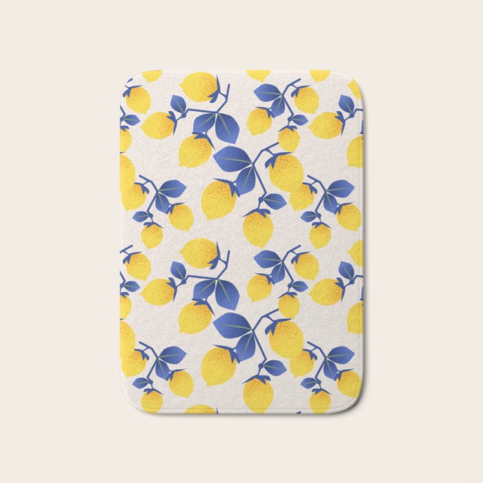 Lemons Blue Bath Mat Gallery Image 1