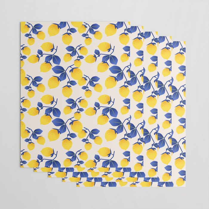 Lemons Blue Wrapping Paper Gallery Image 3