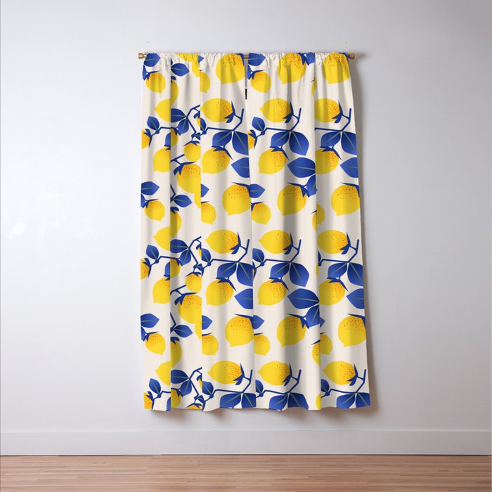 Lemons Blue Window Curtain Gallery Image 3