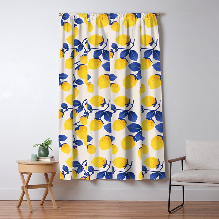 Lemons Blue Window Curtain Gallery Image 5