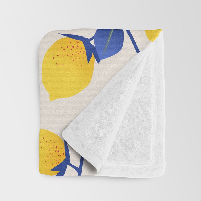 Lemons Blue Throw Blanket Gallery Image 3