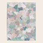 Fuzzy Flowers I - Mint Seafoam Green Dusty Rose Blush Pink Abstract Nature Spring Painting Print Poster Gallery Image 4
