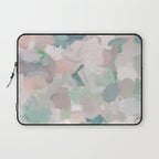 Fuzzy Flowers I - Mint Seafoam Green Dusty Rose Blush Pink Abstract Nature Spring Painting Print Laptop Sleeve Gallery Image 1