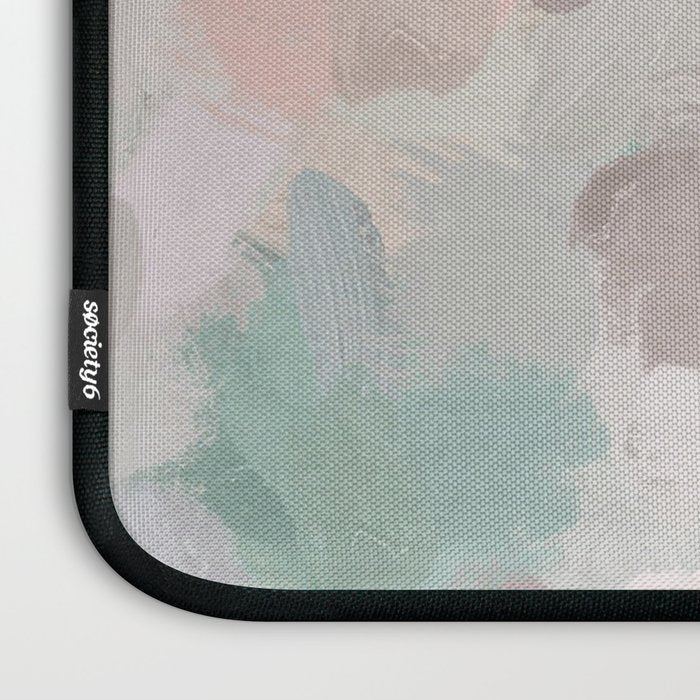 Fuzzy Flowers I - Mint Seafoam Green Dusty Rose Blush Pink Abstract Nature Spring Painting Print Laptop Sleeve Gallery Image 3
