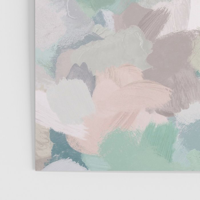 Fuzzy Flowers I - Mint Seafoam Green Dusty Rose Blush Pink Abstract Nature Spring Painting Print Poster Gallery Image 3