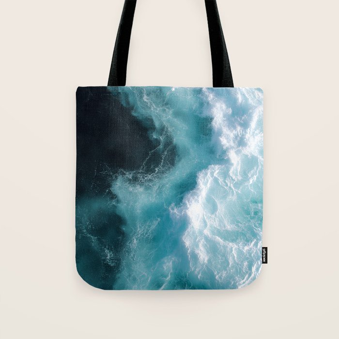 Breaking Waves - Aerial Ocean Print Tote Bag Gallery Image 1