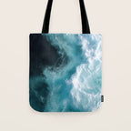 Breaking Waves - Aerial Ocean Print Tote Bag Gallery Image 1