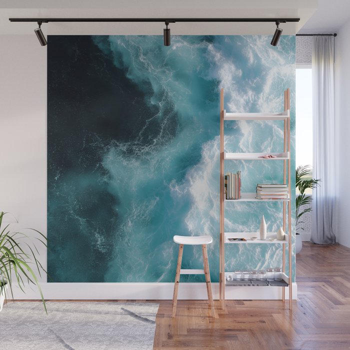 Breaking Waves - Aerial Ocean Print Wall Mural Gallery Image 1