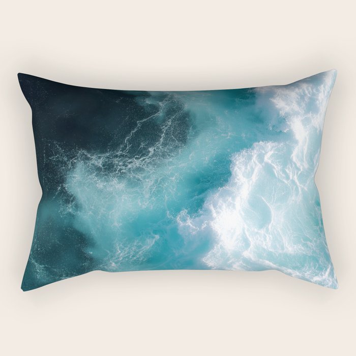 Breaking Waves - Aerial Ocean Print Rectangular Pillow Gallery Image 2