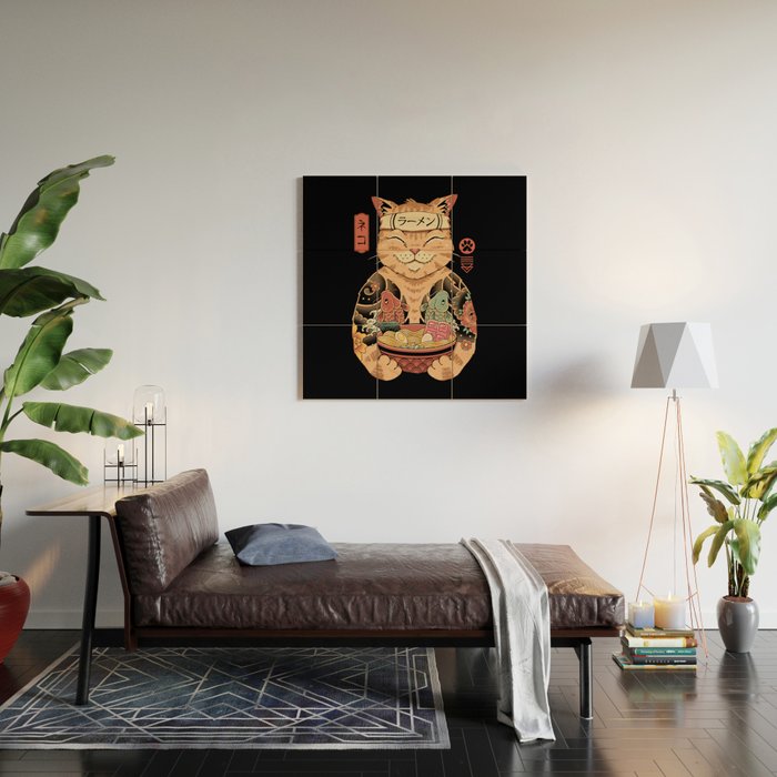 Cat Ramen Wood Wall Art Gallery Image 2