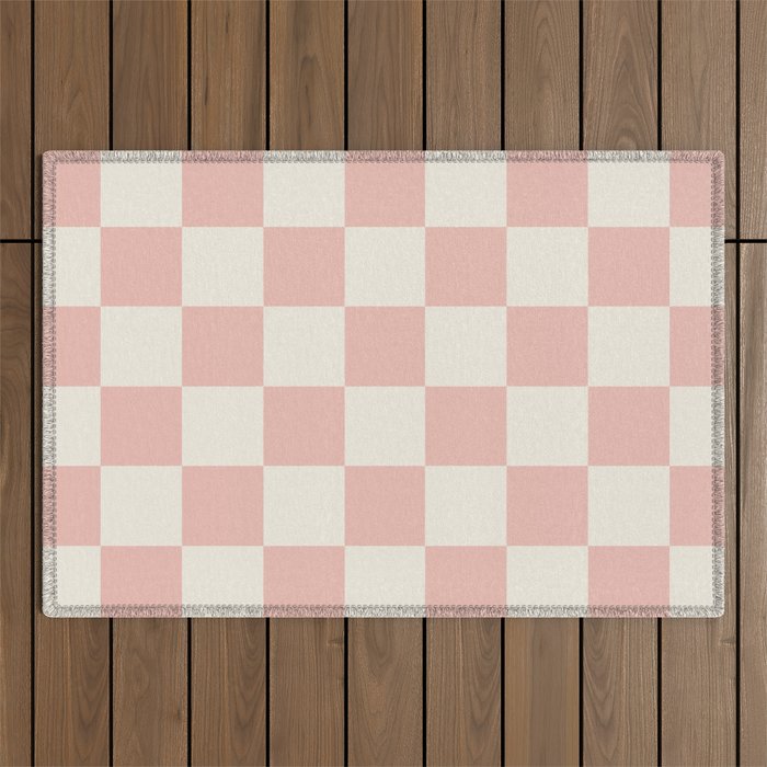 Checkered (Pink Cream) Outdoor Rug Gallery Image 1