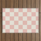 Checkered (Pink Cream) Outdoor Rug Gallery Image 1