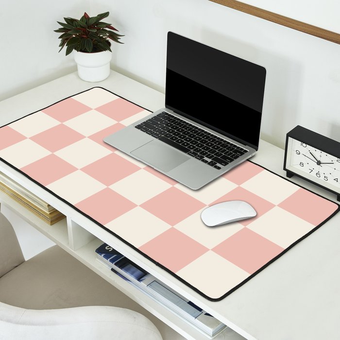 Checkered (Pink Cream) Desk Mat Gallery Image 2