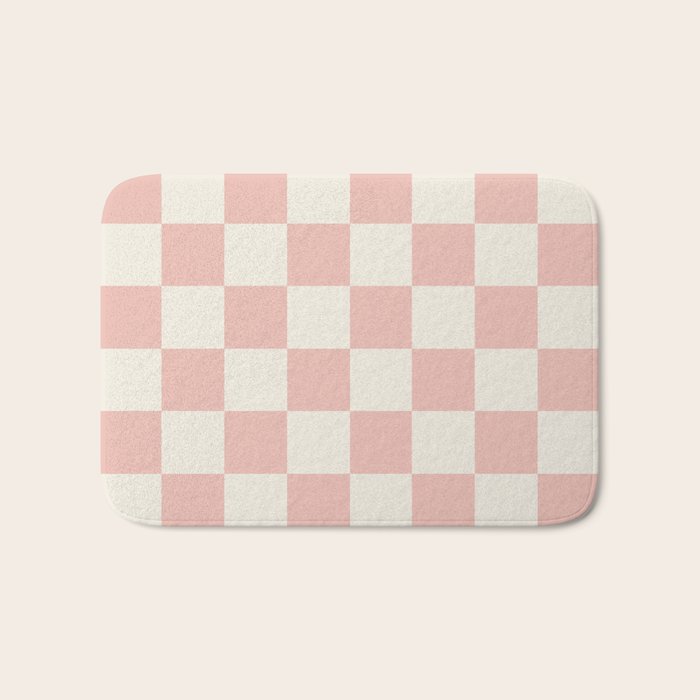 Checkered (Pink Cream) Bath Mat Gallery Image 1