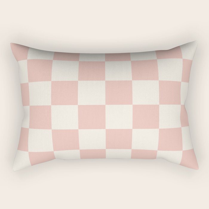 Checkered (Pink Cream) Rectangular Pillow Gallery Image 2