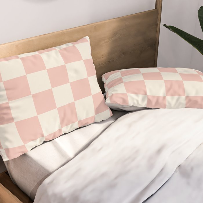 Checkered (Pink Cream) Pillow Sham Gallery Image 2