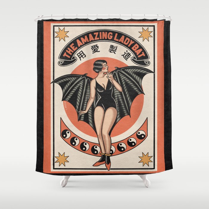 The Amazing Lady Bat Shower Curtain Gallery Image 1
