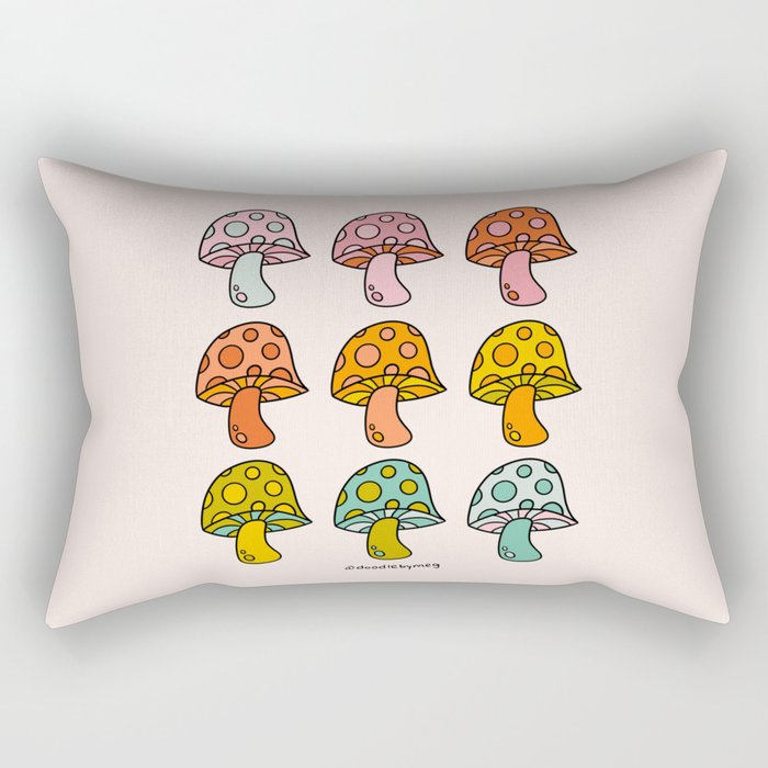 Rainbow Mushrooms Rectangular Pillow Gallery Image 1