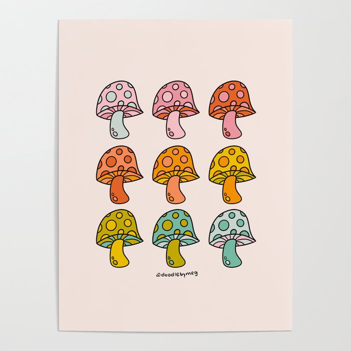 Rainbow Mushrooms Poster Gallery Image 4