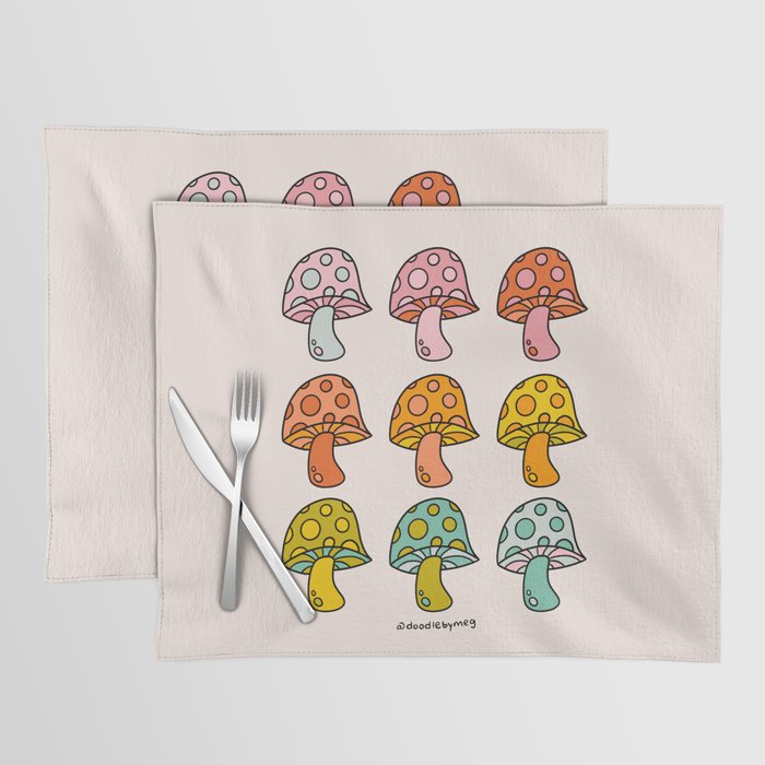 Rainbow Mushrooms Placemat Gallery Image 1