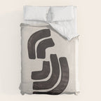 Turn Around Couple Mid Century Modern Minimalist Black Ink Painting Funky Tribal Duvet Cover Gallery Image 6