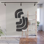 Turn Around Couple Mid Century Modern Minimalist Black Ink Painting Funky Tribal Wall Mural Gallery Image 1