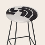 Turn Around Couple Mid Century Modern Minimalist Black Ink Painting Funky Tribal Stool Gallery Image 2