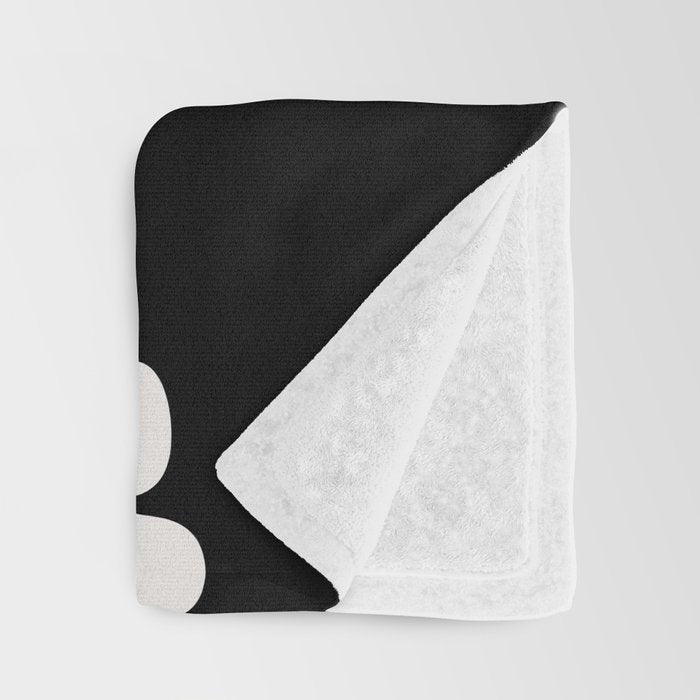 Retro Daisy Abstract II Black and White Bold Floral Throw Blanket Gallery Image 3