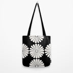 Retro Daisy Abstract II Black and White Bold Floral Tote Bag Gallery Image 2