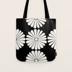 Retro Daisy Abstract II Black and White Bold Floral Tote Bag Gallery Image 1
